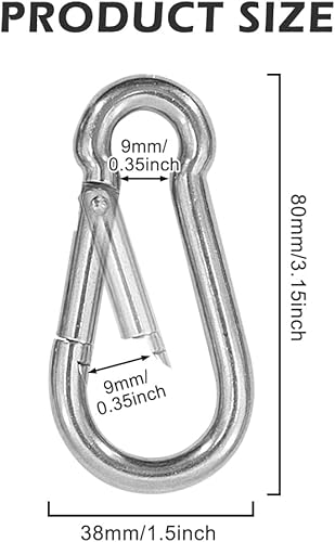 6 moschettoni grandi – 8 × 80 mm moschettone in acciaio inox grande in acciaio zincato con chiusura a scatto, per zaino, guinzaglio per cani, campeggio, viaggi - Honorern