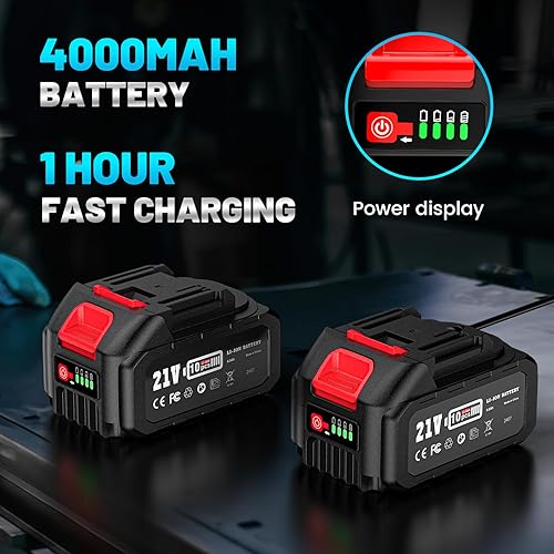 Seesii Sega a sciabola a batteria, 3500 RPM, motore brushless con 2 batterie da 4,0 Ah, luce LED, 8 lame portatili per legno e PVC - Honorern