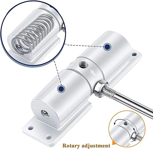 Chiudiporta PCKOBEVER, chiudiporta automatico a molla di sicurezza in lega di zinco, chiudiporta per porta interna, chiudiporta regolabile con asta e viti bianco - Honorern