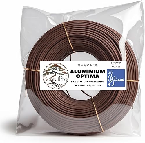 BonsaiPro Aluminium Optima - Filo per Bonsai Brunito - Modellabile e Resistente - Vari Diametri - 500g - per Modellare e Correggere la Forma dei Rami - Attrezzi Bonsai Professionali (5,5 mm) - Honorern