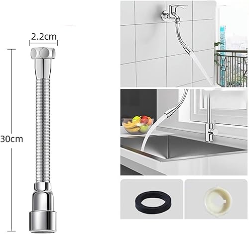 CWOQOCW Estensione universale per rubinetto, in acciaio, estensore per rubinetto della cucina, per lavello di casa e bagno (30 cm) - Honorern