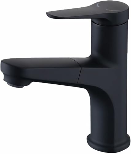Miscelatore lavabo con doccetta estraibile ottone nero acqua fredda e calda girevole a 360° monoforo Rubinetti bagno flessibile Rubinetto Miscelatore Bagno Monocomando, per primo lavabo - Honorern