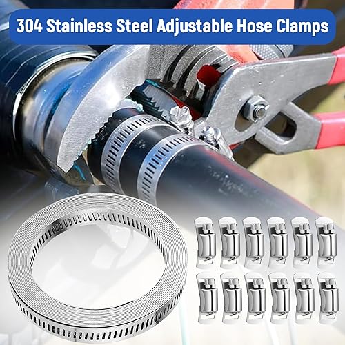 5M Fascette Metalliche Stringitubo, Fascette Stringitubo Acciaio Inox, Fascetta Stringitubo, Fascetta Stringitubo Con Fissaggio Per Il Collegamento Di Tubi Tubazioni Cavi - Honorern