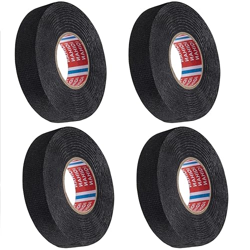 Nastro Isolante in Tessuto, 4 Rotoli Nastro in Tessuto Industriale Elettrico, Resistente Alle Alte Temperature Ridurre la Rumorosità per Cablaggi Riparazioni Automobile, 19mm x 15m Nero - Honorern