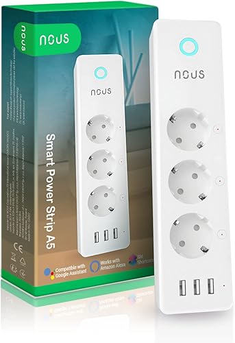 Ciabatta Smart Alexa con 3 usb, misuratore di consumo elettrico, protezione sovratensione, 15A interruttori indipendenti. Google Home, Tuya, presa intelligente wifi, multipresa da scrivania - Honorern