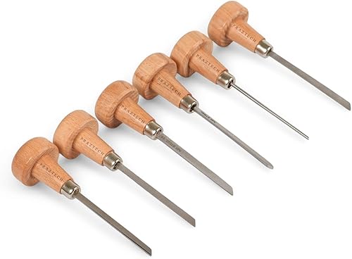 'PRAZTECH ® Nuovi bulini da 6 Pezzi con Manici in Legno | Set di Orologi per incisori | Laboratorio di Utensili manuali per gioielliere | Fai da Te - Honorern