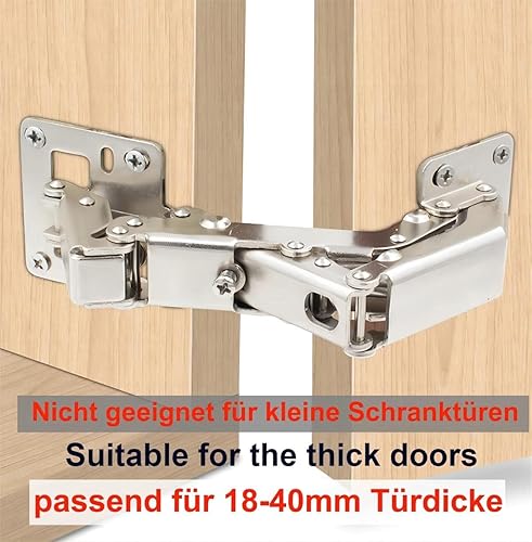 4x Qrity Cerniera per Mobili, Angolo d'apertura 170, Cerniere per porta, 16 viti - grande porta angolo Cerniere - No Slot richiesto - Facile da installare - Honorern