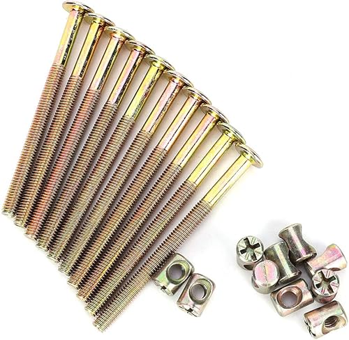 Bulloni Kit dadi, Akozon 10 pz M6 Bulloni per mobili in acciaio al carbonio con dadi cilindrici Dado tassello Connettore Viti di fissaggio Kit di sostituzione hardware(80mm) + m6 bolt - Honorern