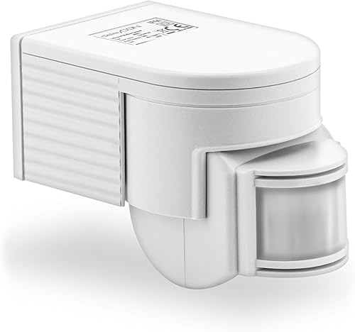 deleyCON 2x Infrarossi Rilevatore di Movimento Risalire in Superficie Montaggio a Parete Esterno a Prova di Spruzzi D'Acqua Ruotabile Barra di Inclinazione 180° Area di Lavoro Portata 12m Bianco - Honorern