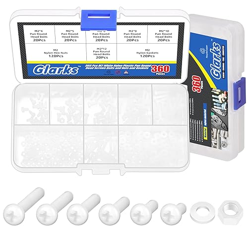 330 viti in nylon Phillips Pan Head M6 x 8/10/12/15/20/25 mm, kit di fissaggio per dado, in nylon bianco, Phillips a croce, testa tonda - Honorern