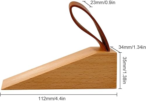 Fermaporta, 2 Pezzi Faggio Fermaporta da Pavimento con Cuscinetto in Silicone Antiscivolo, Ferma Porta da Pavimento con Manico in Pelle, Adatto per Fessure Porta da 5 a 30 MM - Honorern