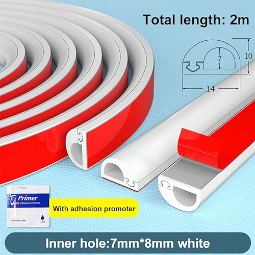 Canalina Passacavi Adesiva, 2m PVC Mini Canalina Portacavi, Passacavi Autoadesiva, Canalina Passacavi Muro, Canali a Cavo Semicircolare, Copricavo Flessibile per pareti e pavimenti, 14mm×10mm - Honorern