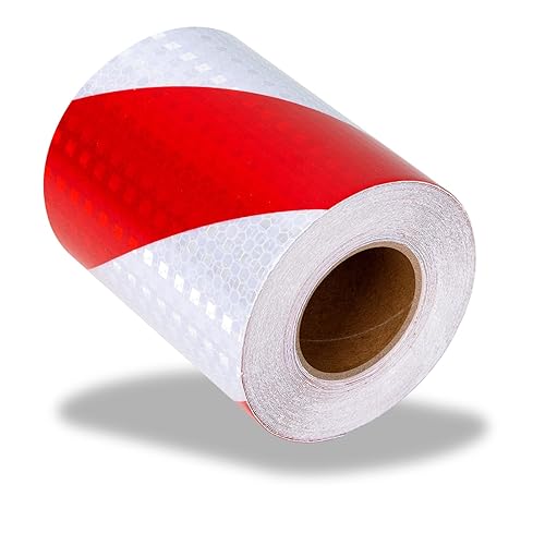 Nastro Bianco e Rosso Segnaletico 10m x 15cm per Palo Garage da Esterno Ostacolo Auto Moto Stradale Nastro Catarifrangente Adesivo Strisce Catarifrangenti Adesive Banda Segnaletica Nastro A Strisce - Honorern