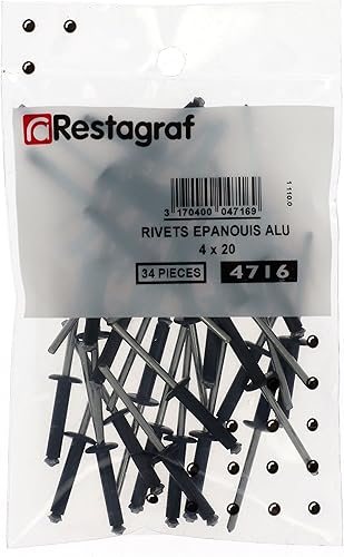 Rivetti Sbocciati Neri per Piastre di Immatricolazione - Diametro 4 mm - Lunghezza 20 mm - Rif. 4716 - Confezione da 34, colore: Nero - Honorern