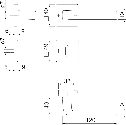 HOPPE Maniglia DUBLIN su rosetta rettangolare PZ, alluminio anodizzato argento - Honorern