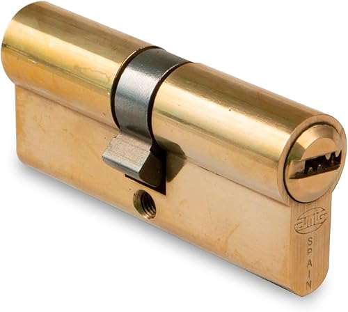 AMIG - Cilindro Serratura di Sicurezza per Porte - Misura 90 (45-45) - 6 Pini - Sistema Antiforo - Leva di 15 mm - Include 5 Chiavi a Punta in Ottone e Vite da 90 mm - Finitura Lucida Multipunto - Honorern