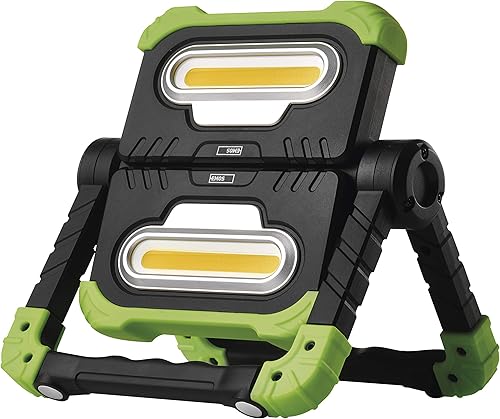 EMOS LED Pieghevole, Luce da Lavoro Girevole a 360° con Supporto, Super Luminoso 2000 lm Faro Portatile a Batteria per l’edilizia, Ricaricabile USB 8000 mAh, Portata 70 m, Verde/Nero - Honorern