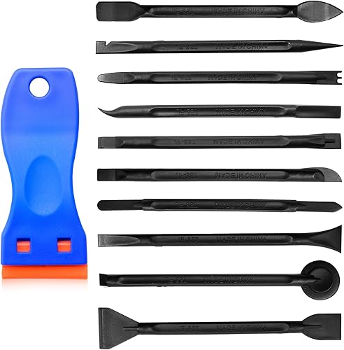 10 Pezzi Raschietto di Pulizia Anti-Graffi Raschietti, Raschietto in Plastica in Fibra di Carbonio con Raschietto Plastica per Rimuovere Etichette Macchie di Olio Pittura Nero - Honorern
