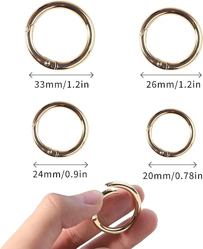 16 Pezzi Moschettone Tondo Moschettoni Piccoli in Metallo O Ring Fibbia a Scatto Anelli Diviso a Molla in Argenti Dorato per Portachiavi Zaino da Appendere Ornamento Fai-da-te - Honorern