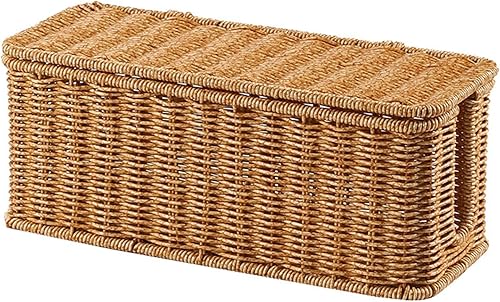 Scatola di Gestione dei Cavi in ​​Imitazione Rattan, Scatola Rustica per l'organizzazione dei Cavi Intrecciati con Coperchio, Scatola per multipresa per Cavi per (A2) - Honorern