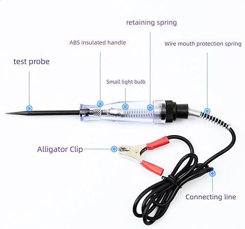 Tester Lampadina per Auto,Cercafase Professionale Auto 6V 12V 24V Automotive Voltage Tester Pen Tester per Circuiti Automotive Sistema Elettrico Tester con Lampada Spia 12V - Honorern