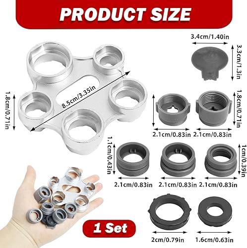 Chiave per Rubinetto Aeratore, 10 in 1 Aeratore Smontaggio Strumento, Universale Chiave Rompigetto con 5 Adattatore, Strumento per la Sostituzione Dell'aeratore del Rubinetto - Honorern