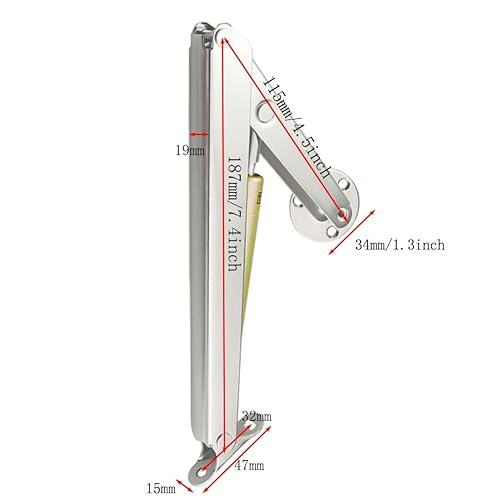 Confezione da 2 cerniere di supporto per coperchio a gas resistenti 150N, stile moderno, in acciaio laminato a freddo, finitura metallica, argento e giallo - Honorern
