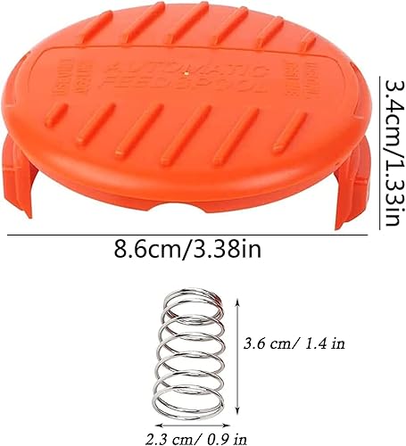 PILO Pack of 4 Covers, Line Cap, Cover Replacement Springs for Trimmer Spool, Black Decker, RC-100-P Lawnmower, plastica - Honorern