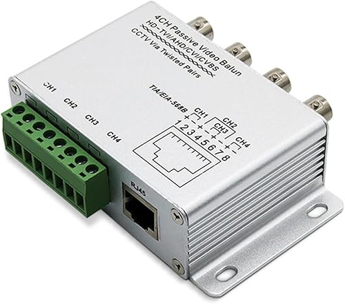 Balun video passivo 4CH per TVI CVI AHD telecamere CCTV tramite Twisted Pairs UTP Video Balun 4CH ricetrasmettitore BNC a UTP RJ45 - Honorern