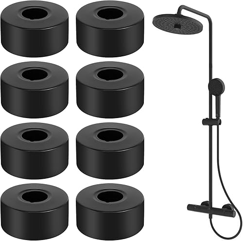 Rosette Rubinetto Nero 8 Pezzi Rosette per Termosifoni, Inox Copri Tubi Termosifoni, Rosetta di Copertura per Acqua per Rubinetto Doccia per Accessori Doccia Decorazioni per Rubinetti - Honorern