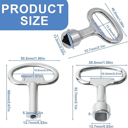 3 chiavi multifunzione - Quadro, mandrino, quadro di distribuzione - Lega di zinco - Per contatore acqua/gas, scatola angolare - 3 forme universali - Utensile professionale - Honorern
