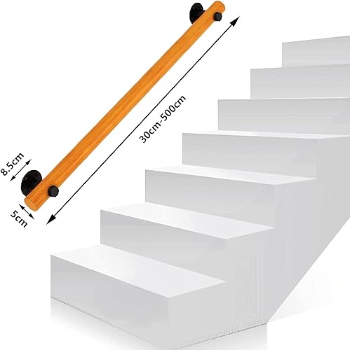 Corrimano in legno, ringhiera per scale, per interni, per scale, in legno naturale, corrimano, ringhiera per scale, corrimano da parete, Corrimano Antiscivolo per Scale Interne - Honorern