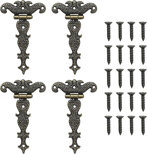 4 cerniere antiche a T con cerniera retrò, cerniere per mobili, cerniere con viti per armadi, finestre, porte in legno - Honorern