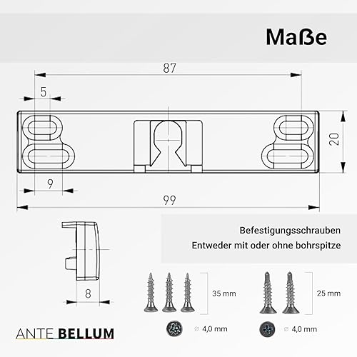 Chiusura invisibile per porta del balcone, con molla di sicurezza e viti, set da 2 - Honorern