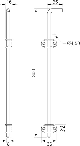 Catenaccio in acciaio inossidabile INOX 316L - mm. 300 - Serratura Chiavistello Chiusura Paletto - per serramenti e cancelli - resistente - alta qualità - dimaccessori.com.ITALY - Honorern
