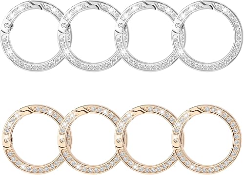 Moschettone rotondo, 8 pezzi metallo strass o-ring clip clip anello moschettone in lega di zinco moschettone clip fibbia accessori fai da te per portachiavi borse fai da te - Honorern