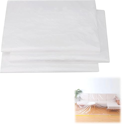 Set 4 Teli Copritutto in Plastica, Confezioni di Fogli di Telo Plastica Per La Decorazione, 4 x 5m Teli Copritutto per Imbianchino Impermeabili, Per La Polvere Per La Pittura e l'arredamento - Honorern