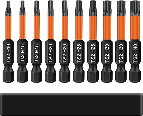 Set di Punte Torx Per Cacciavite, 10 Inserti Per Cacciavite Torx Lunghi 50 Mm Con Albero Esagonale da 1/4” e Memoria Di Base, T10/T15/T20/T25/T30/T40 Set di Inserzioni Elementari - Honorern