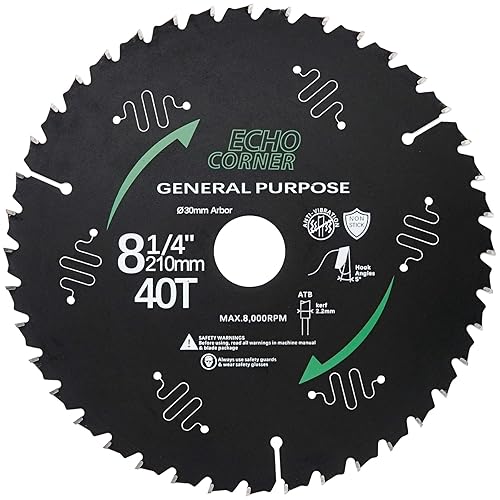 Lama per sega circolare in legno, 210 mm x 30 mm x 40 denti, per taglio rapido, telaio in legno duro, legno duro, laminato, impiallacciato, compensato MDF, plastica, 210 x 30 cm, per legno - Honorern