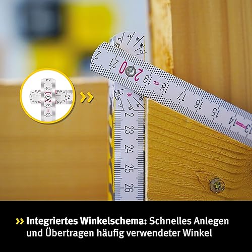 Stabila Type 1707 - Metro metrico in legno, 2 m, colore: Bianco - Honorern