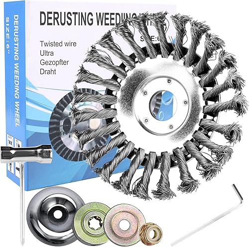 Testina Decespugliatore, Spazzola per Decespugliatore con Foro da 25,4 mm, Spazzola Acciaio per Diserbazione, Spazzola per Decespugliatore per la Rimozione Efficace delle Erbacce - Honorern