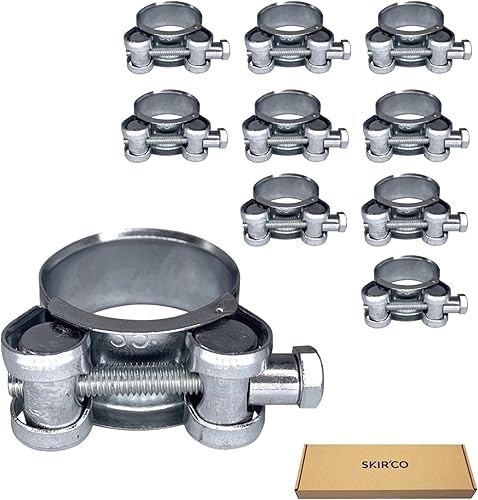SKIR'CO Confezione da 10 fascette rinforzate, 32-35 mm, in acciaio zincato, tubo regolabile e tubo (10 pezzi) - Honorern