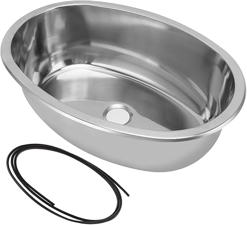 Piccoli lavandini per camper, grande lavabo in acciaio inossidabile, lavello ovale per barche marine con foro di scarico da 40 mm per camper, camper, roulotte, cucina 393x273 mm - Honorern