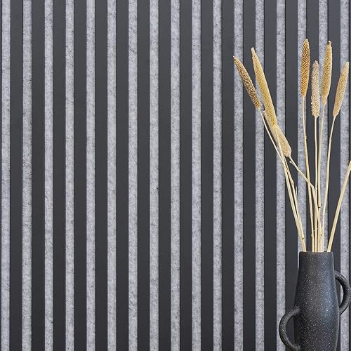 Rivestimento lamellare – Rivestimento da parete – Pannello acustico 400 x 2600 mm – Feltro acustico grigio – Decorazione lamellare grigio sabbia - Honorern