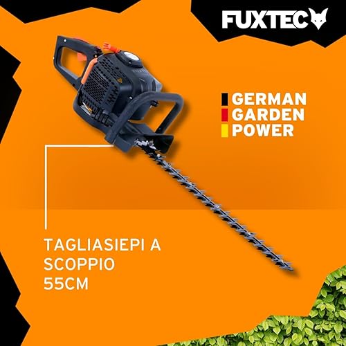 Tagliasiepi a Scoppio, Lunghezza di Taglio 550 mm - Motore a 2 Tempi Miscela di Benzina, 25,4cc, 1CV, FX-MH126, Impugnatura ergonomica, Taglio Orizzontale e Verticale, rumorosità ridotta - Honorern