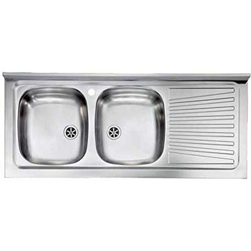 Lavello Inox 2 Vasche Appoggio C/Gocciolatoio 120 X 50 Dx - Honorern