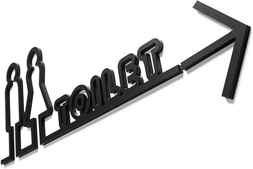 Cartello for bagno,Cartello for bagno,Cartello di direzione del bagno con freccia,Cartello for toilette in acrilico,per uffici Ristoranti Hotel Supermercati Forniture,12,6 * 6 pollici - Honorern