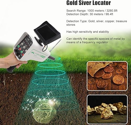 Metal Detector, Scanner per Metalli Professionale, Rilevatore di Metalli Sotterranei con Profondità 30M e Portata 1000M con Display per Rame Oro Argento - Honorern