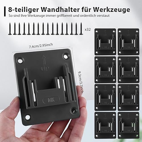 8 supporti da parete per dispositivi a batteria Makita da 18 V, supporto per trapano per utensili elettrici, supporto per avvitatore con 32 viti, supporto per macchina per officina e garage, 14,4/18 - Honorern