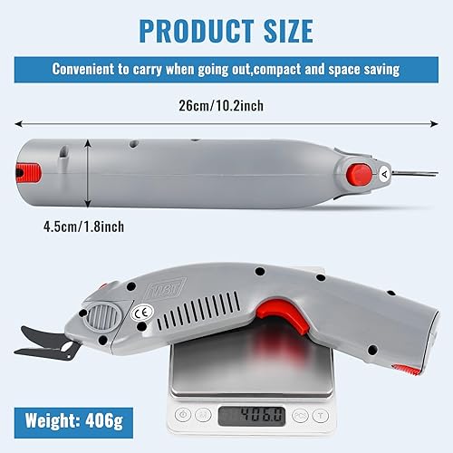 MXBAOHENG WBT-1 tessuto elettrico forbici forbici cesoie di taglio elettrico portatile tessuto cutter macchina (2 teste di taglio (A+B)) - Honorern